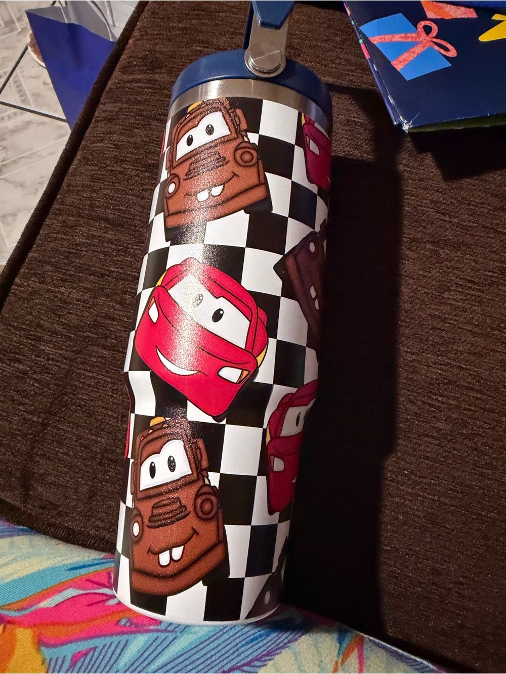 Disney Red and Brown Cars Character Stainless Steel Bottle